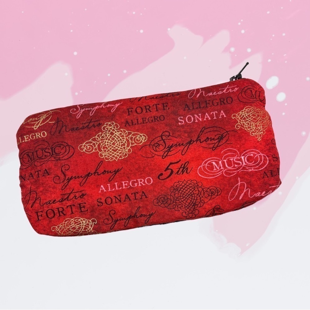 Waterproof Make Up Bag- Music sayings w/ Satin - Picture 3 of 4